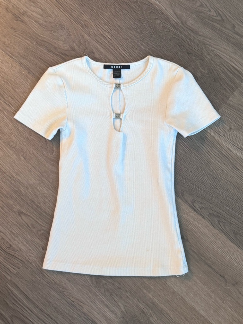 Ksubi White Charmed Keyhole Ribbed Short-Sleeve Top